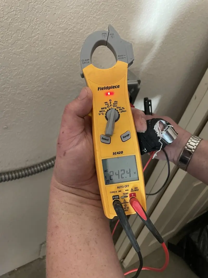 Voltage testing with clamp meter during Aluminum Wiring Replacement in Philomath